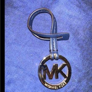 (1) Michael Kors Gold Color with Deep Blue leather strap Key Chain FOB MK Tag